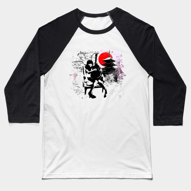 Japanese girl with guitar Baseball T-Shirt by vivalarevolucio